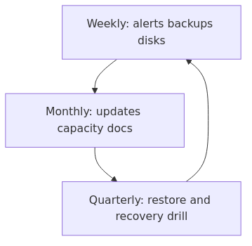 Weekly monthly and quarterly homelab maintenance cadence