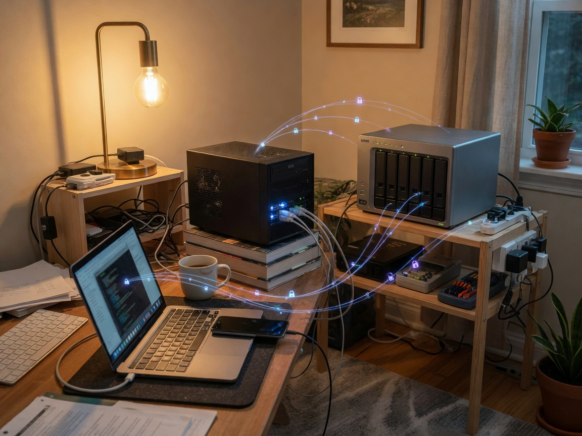 Homelab devices using private outbound connections in a mesh remote-access model instead of router port forwarding